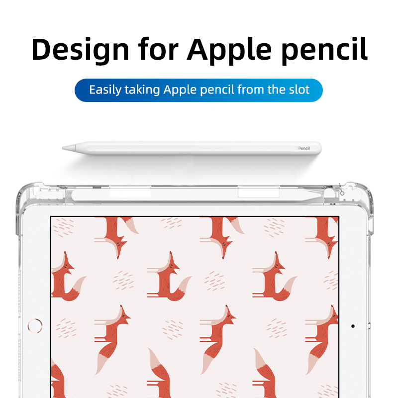 iPad case with transparent cover funda pencil slot