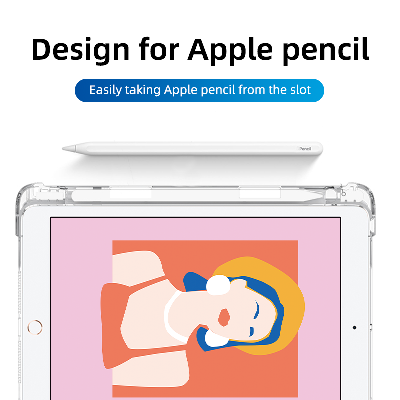 iPad case with transparent cover funda pencil slot